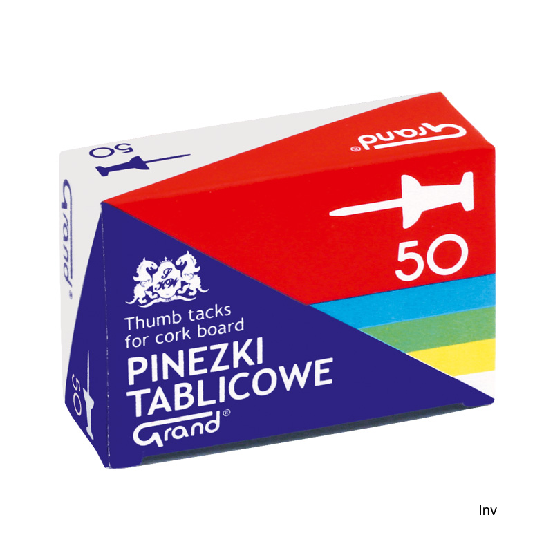 Pinezki tablicowe kolorowe Grand 50 sztuk