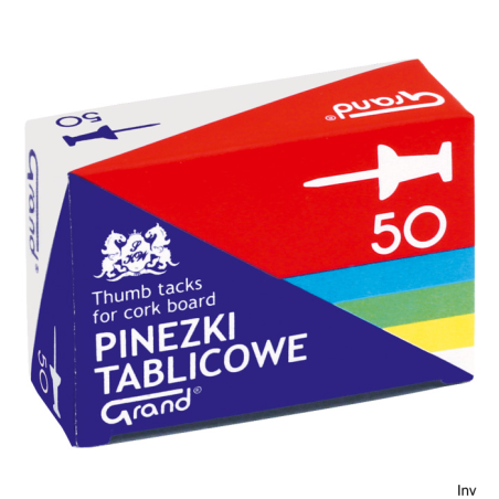 Pinezki tablicowe kolorowe Grand 50 sztuk