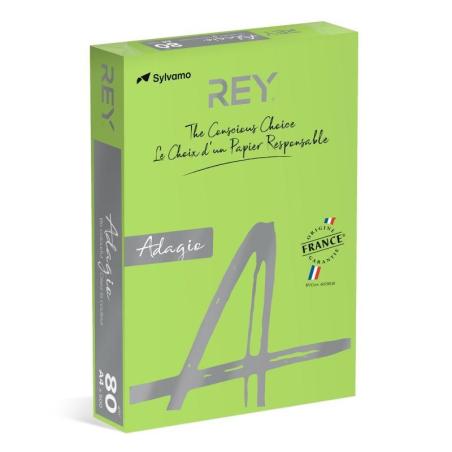 PAKIET Papier ksero REY ADAGIO, A4, 80gsm, 16 zielony INTENSE *RYADA080X402 R100, 500 ark.