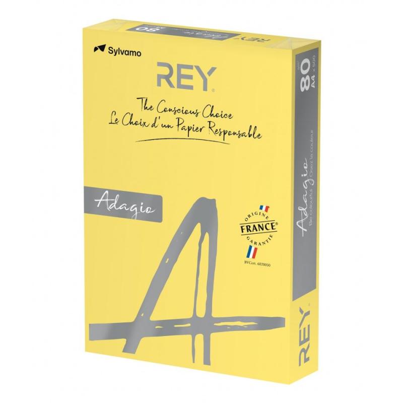 PAKIET Papier ksero REY ADAGIO, A4, 80gsm, 58 żółty cytrynowy intense *RYADA080X411 R100