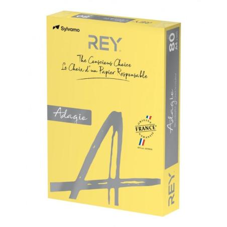 PAKIET Papier ksero REY ADAGIO, A4, 80gsm, 58 żółty cytrynowy intense *RYADA080X411 R100