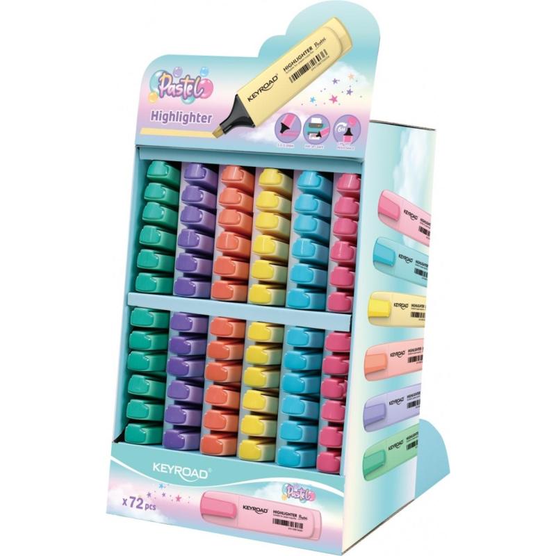 Zakreślacz KEYROAD Fluo, 72 szt., display, mix kolorów