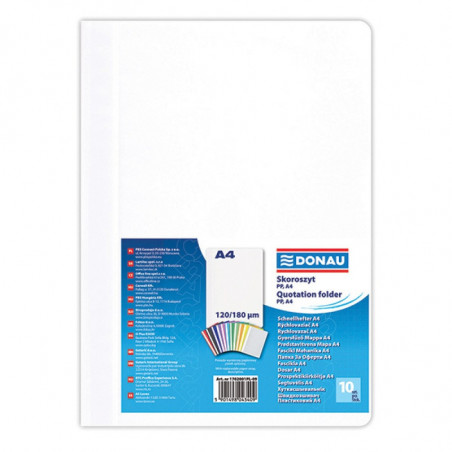 PAKIET Skoroszyt DONAU, PP, A4, standard, 120/180mikr., biały
