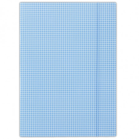 Teczka z gumką DONAU, karton, A4, 400gsm, 3-skrz., niebieska w kratę