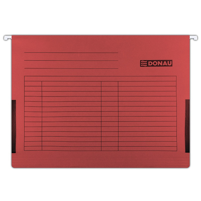 PAKIET Teczka zawieszkowa DONAU z boczkami, A4, 230gsm, czerwona