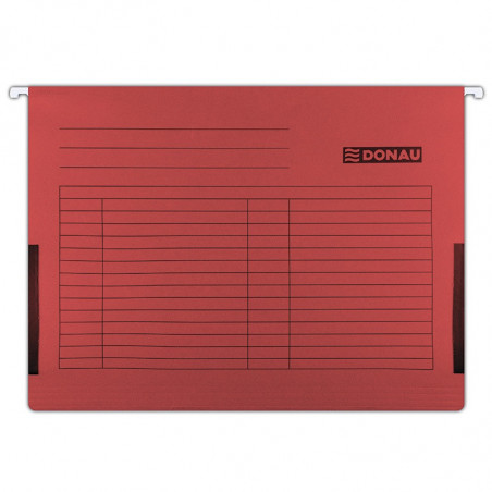 PAKIET Teczka zawieszkowa DONAU z boczkami, A4, 230gsm, czerwona