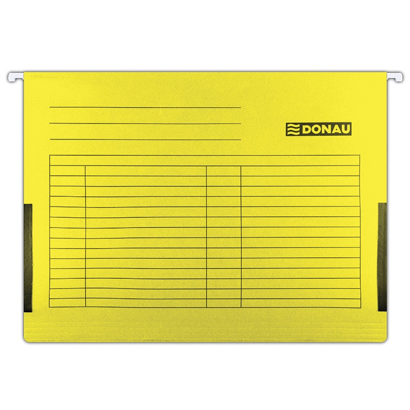 PAKIET Teczka zawieszkowa DONAU z boczkami, A4, 230gsm, żółta