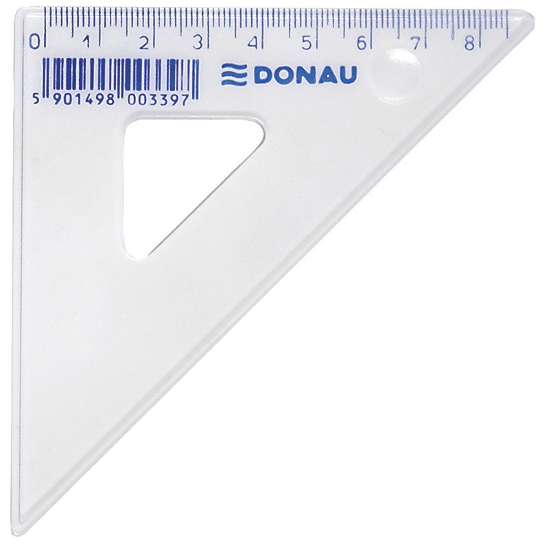 PAKIET Ekierka DONAU, mała, 8,5cm, 45°, transparentna