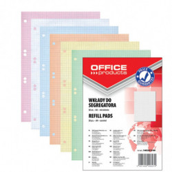 Wkład do segregatora OFFICE PRODUCTS, A4, w kratkę, 50 kart., mix kolorów, 20 szt.
