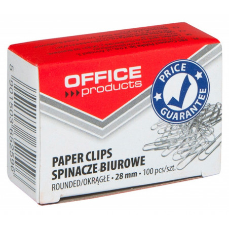 PAKIET Spinacze okrągłe OFFICE PRODUCTS, 28mm, 100szt., srebrne