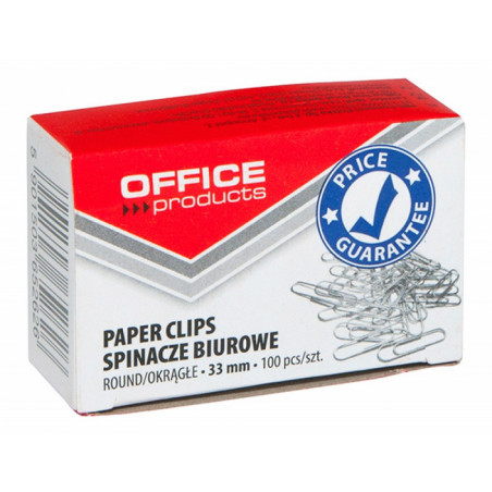 PAKIET Spinacze okrągłe OFFICE PRODUCTS, 33mm, 100szt., srebrne