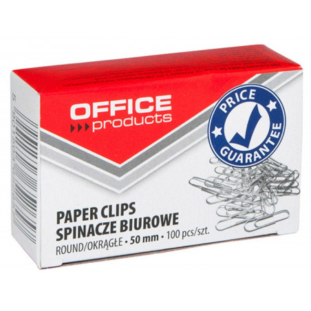 PAKIET Spinacze okrągłe OFFICE PRODUCTS, 50mm, 100szt., srebrne