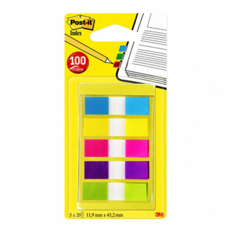 Zakładki indeksujące POST-IT (683-5CB), PP, 11,9x43,2mm, 5x20 kart., mix kolorów