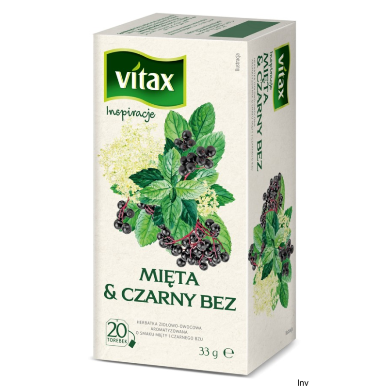 Vitax Herbata Ziołowa Mięta & Czarny Bez 20 torebek po 1,65 g