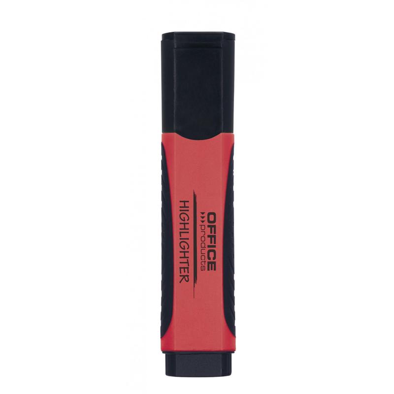 PAKIET Zakreślacz fluorescencyjny OFFICE PRODUCTS z gumowym uchwytem, 2-5mm, czerwony