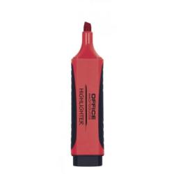 PAKIET Zakreślacz fluorescencyjny OFFICE PRODUCTS z gumowym uchwytem, 2-5mm, czerwony