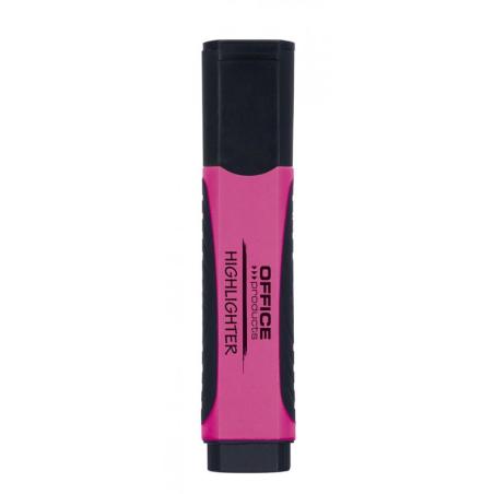 PAKIET Zakreślacz fluorescencyjny OFFICE PRODUCTS z gumowym uchwytem, 2-5mm, różowy