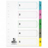 Przekładki Q-CONNECT Mylar, karton, A4, 225x297mm, 1-5, 5 kart, lam. indeks, mix kolorów