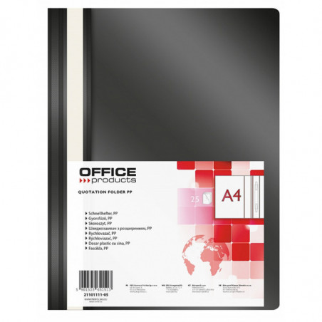 PAKIET Skoroszyt OFFICE PRODUCTS, PP, A4, miękki, 100/170mikr., czarny