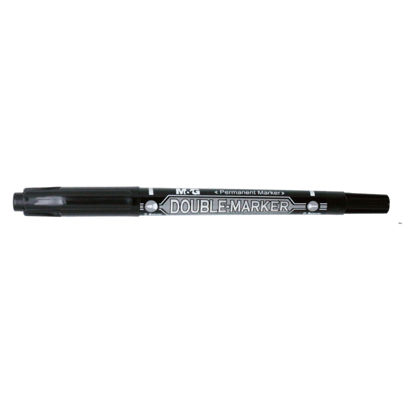 Pisak permanentny dwustronny M&G, czarny, 0.8 mm/2.8 mm, wodoodporny, 10 sztuk w opakowaniu