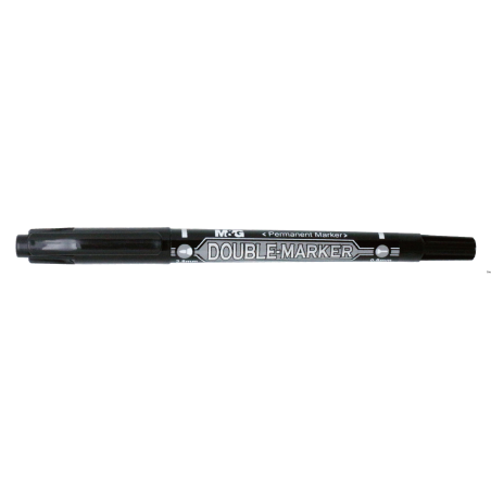 Pisak permanentny dwustronny M&G, czarny, 0.8 mm/2.8 mm, wodoodporny, 10 sztuk w opakowaniu