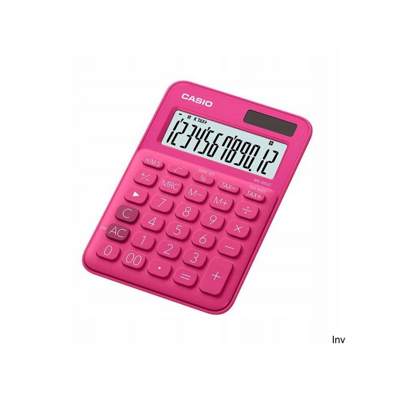 Kalkulator Casio MS-20UC-RD BOX czerwony zasilany słonecznie i bateryjnie