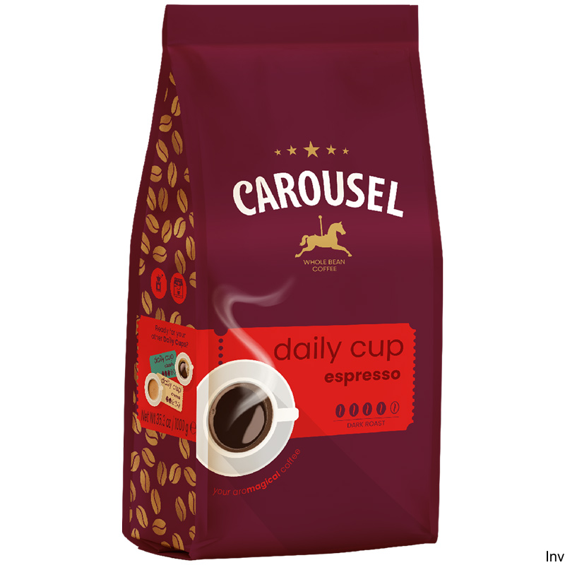 Kawa ziarnista Carousel Espresso 1kg - mieszanka Arabiki i Robusty z nutami kakao, pieprzu i tytoniu