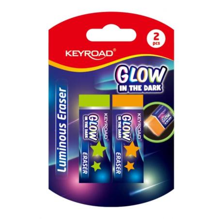 Gumka do ścierania KEYROAD Luminious, fluorescencyjna, 2 szt., blister, mix kolorów