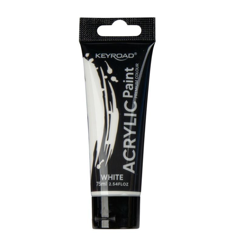 Farba akrylowa KEYROAD, 75ml, tubka, biała