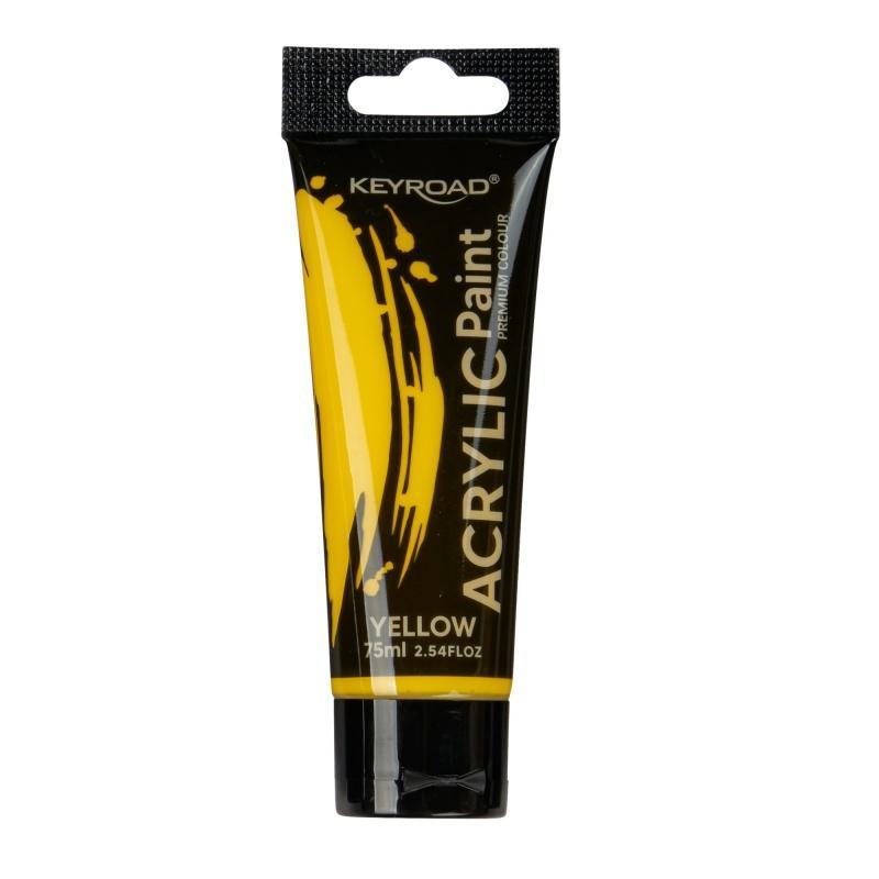 Farba akrylowa KEYROAD, 75ml, tubka, żółta