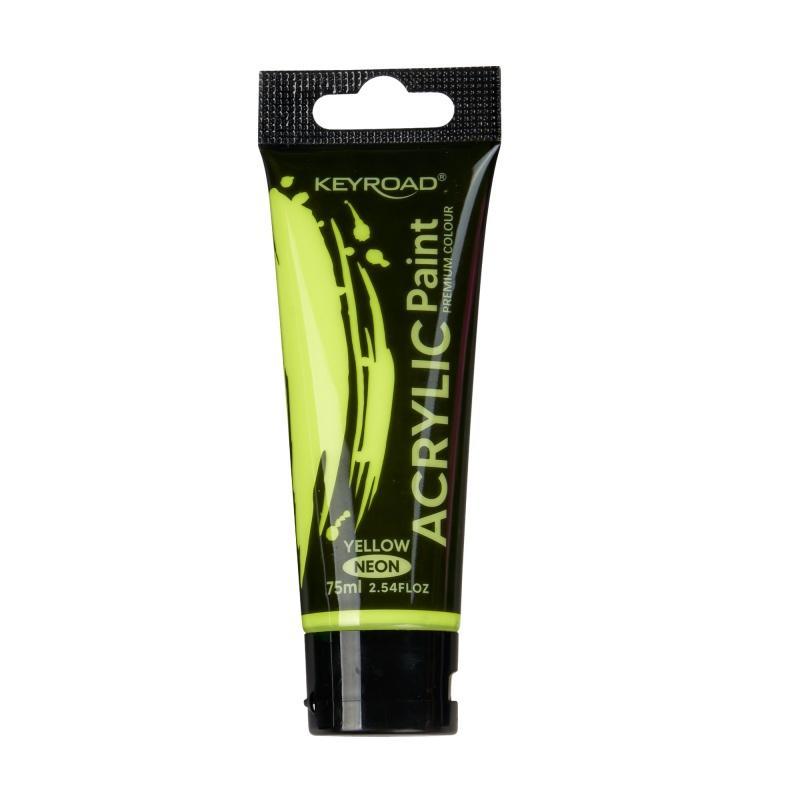 Farba akrylowa KEYROAD, neonowa, 75ml, tubka, żółta