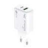 Ładowarka MEDIARANGE 25W, szybkie ładowanie, 1xUSB-C + 1xUSB-A, biały