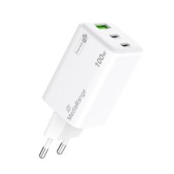 Ładowarka MEDIARANGE 100W, szybkie ładowanie, 2xUSB-C + 1xUSB-A, biały