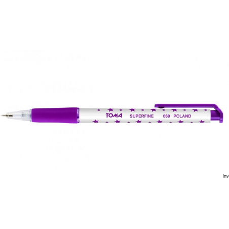 Długopis automatyczny Toma SUPERFINE 0,5mm fioletowy w gwiazdki