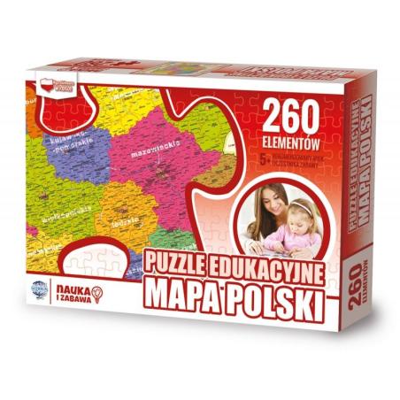 Puzzle edukacyjne GŁOWALA, mapa Polski, 260 elementów, 60x40cm