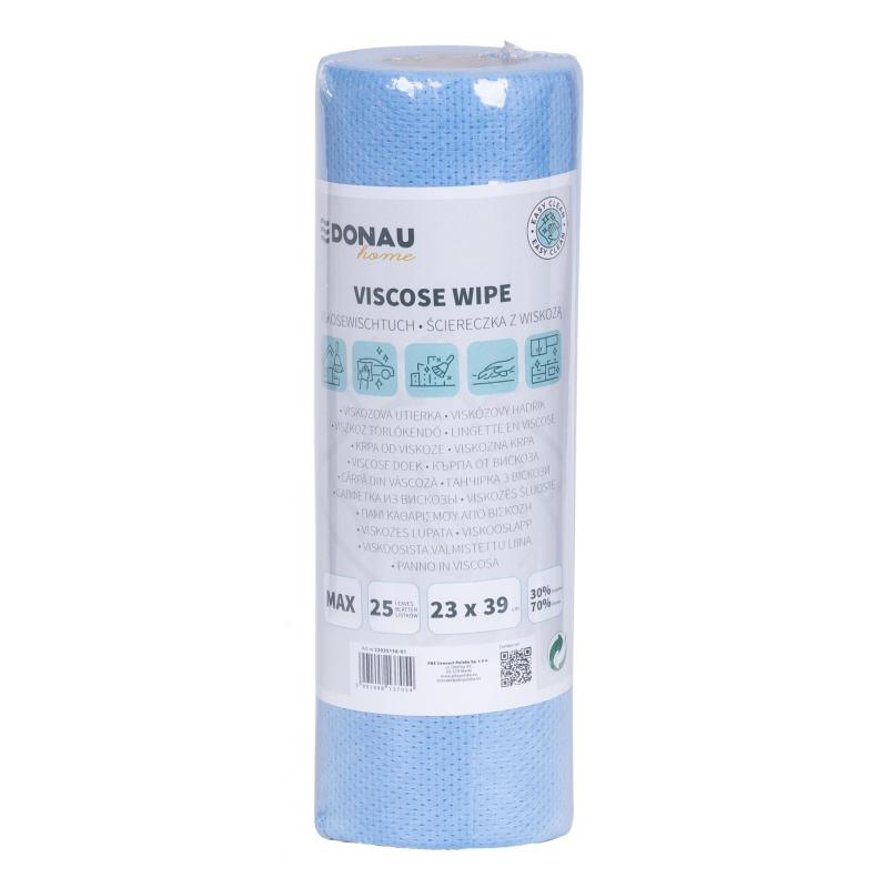 Ścierka DONAU HOME, z wiskozą 70%, rolka, max, 23x39cm, 25 listków, niebieska