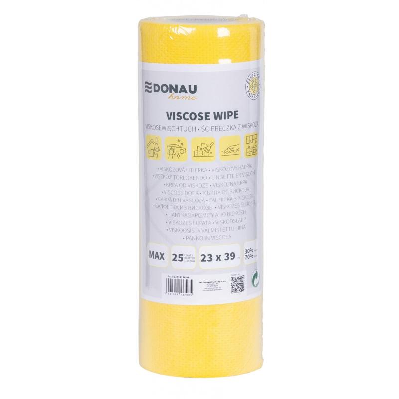 Ścierka DONAU HOME, z wiskozą 70%, rolka, max, 23x39cm, 25 listków, żółta