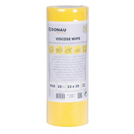 Ścierka DONAU HOME, z wiskozą 70%, rolka, max, 23x39cm, 25 listków, żółta