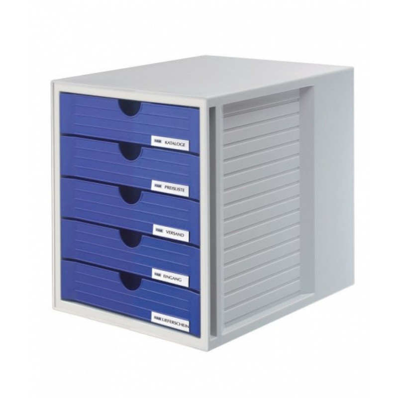 Zestaw 5 szufladek HAN System-Box, polistyren, A4, szaro-niebieski