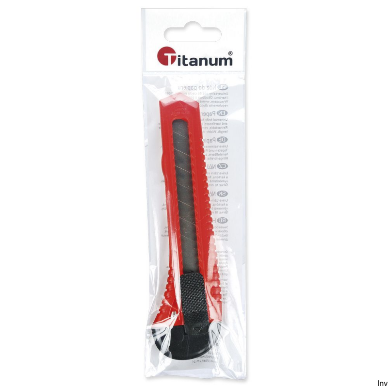 Nóż do papieru duży 18mm Titanum T09B z wymiennym ostrzem, czerwony