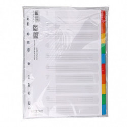 Przekładki OFFICE PRODUCTS, karton, A4, 227x297mm, 10 kart, lam. indeks, mix kolorów