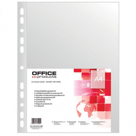 Koszulki na dokumenty OFFICE PRODUCTS, PP, A4, groszkowe, 45mikr., 100szt.