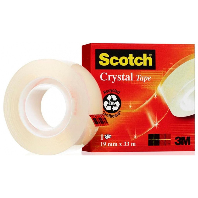 Taśma biurowa SCOTCH Crystal Clear (600), transparentna, 19mm, 33m, w pudełku