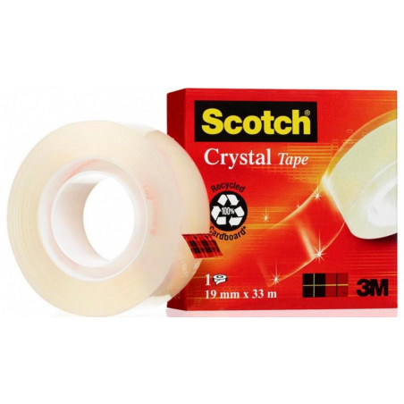 Taśma biurowa SCOTCH Crystal Clear (600), transparentna, 19mm, 33m, w pudełku