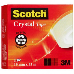Taśma biurowa SCOTCH Crystal Clear (600), transparentna, 19mm, 33m, w pudełku