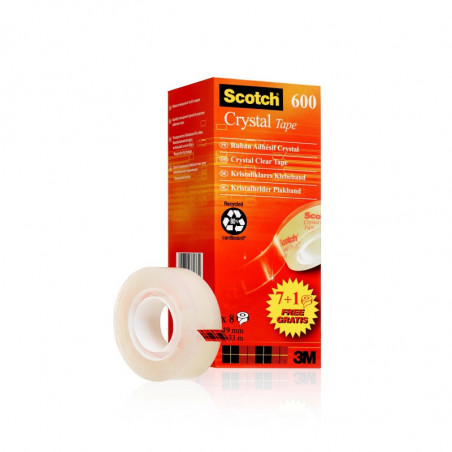 Taśma biurowa SCOTCH Crystal (6-1933R8), 19mm, 33m, 7szt., 1 rolka GRATIS
