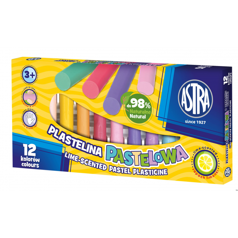 Astra plastelina pastelowa 12 kolorów o zapachu limonki do nauki i zabawy