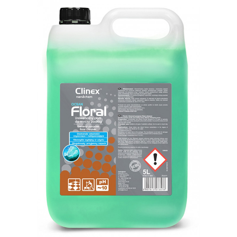 Uniwersalny płyn CLINEX Floral, do mycia podłóg, Ocean, 5l