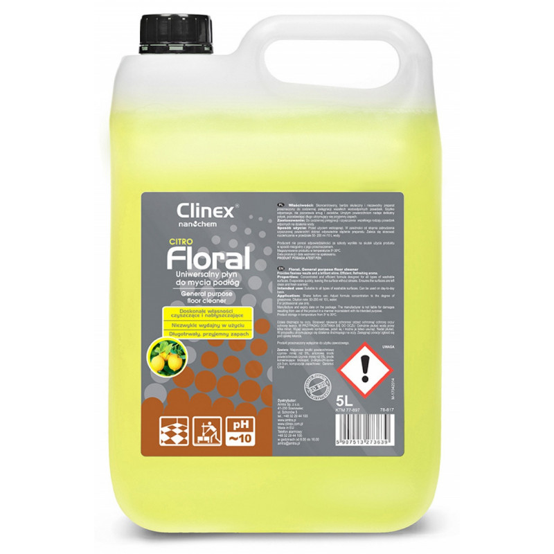 Uniwersalny płyn CLINEX Floral, do mycia podłóg, Citro, 5l