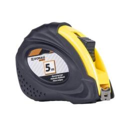 Miarka metalowa DONAU SAFETY, zwijana, 18mmx5m, blister, czarno-żółta